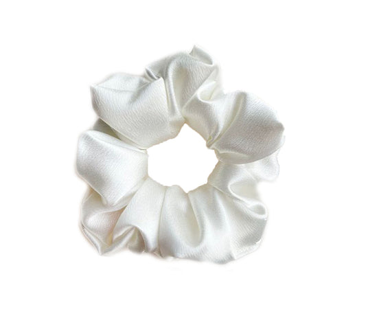 White Silk Large Scrunchie