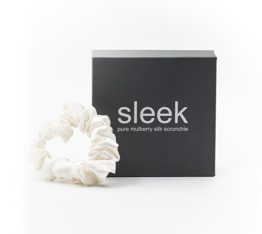White Silk Midi Scrunchie