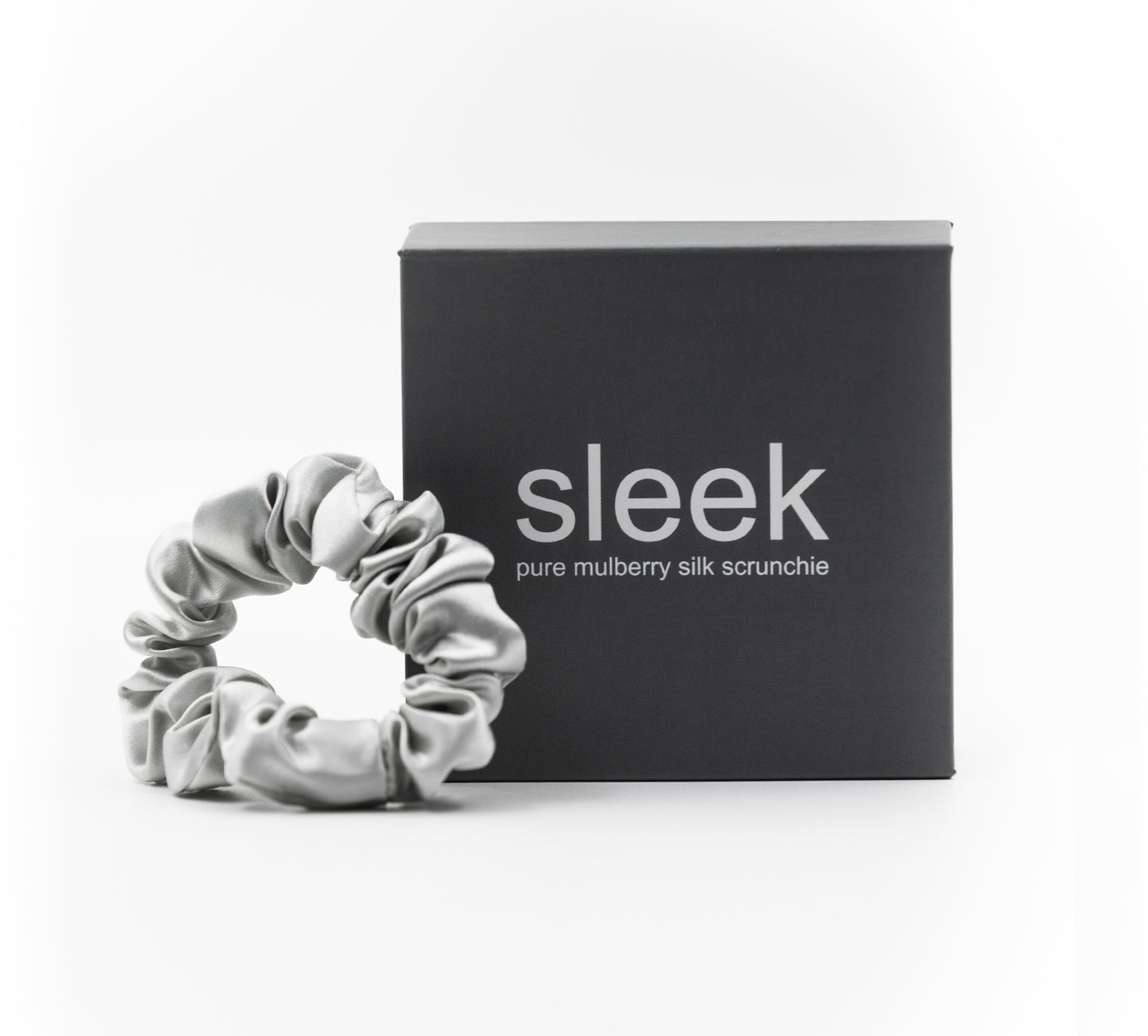 Grey Silk Midi Scrunchie