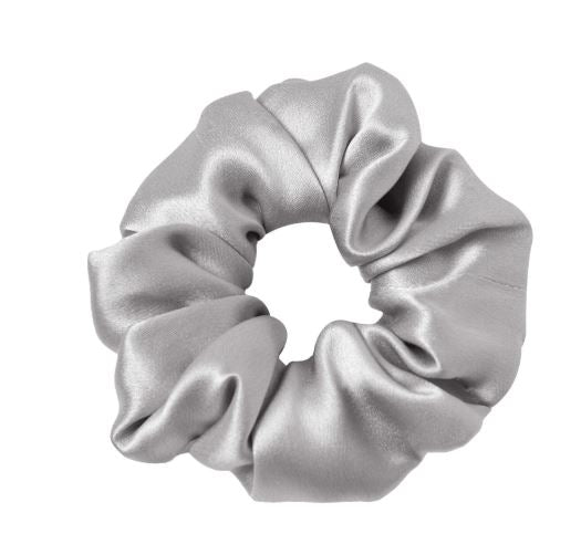 Grey Silk Large Scrunchie